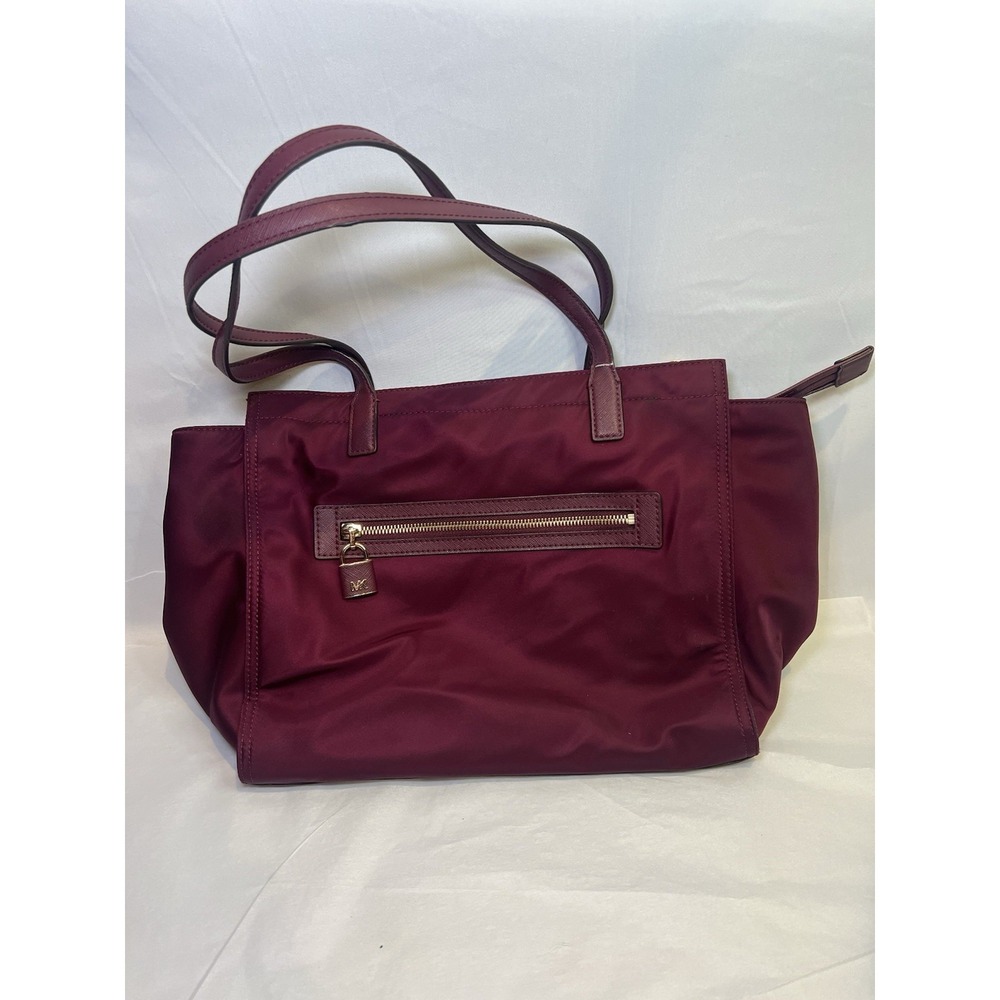 Michael Kors Janie‎ Nylon Shoulder Bag Purse Plum Burgundy Purple Tote Satchel